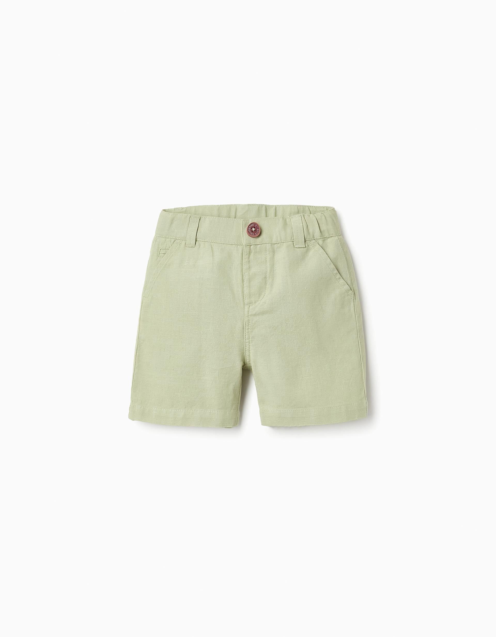 Cotton and Linen Shorts for Baby Boys 'B&S', Green