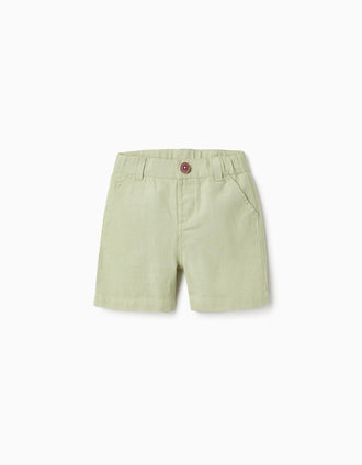 Short en Coton et Lin pour Bébé Garçon 'B&S', Vert