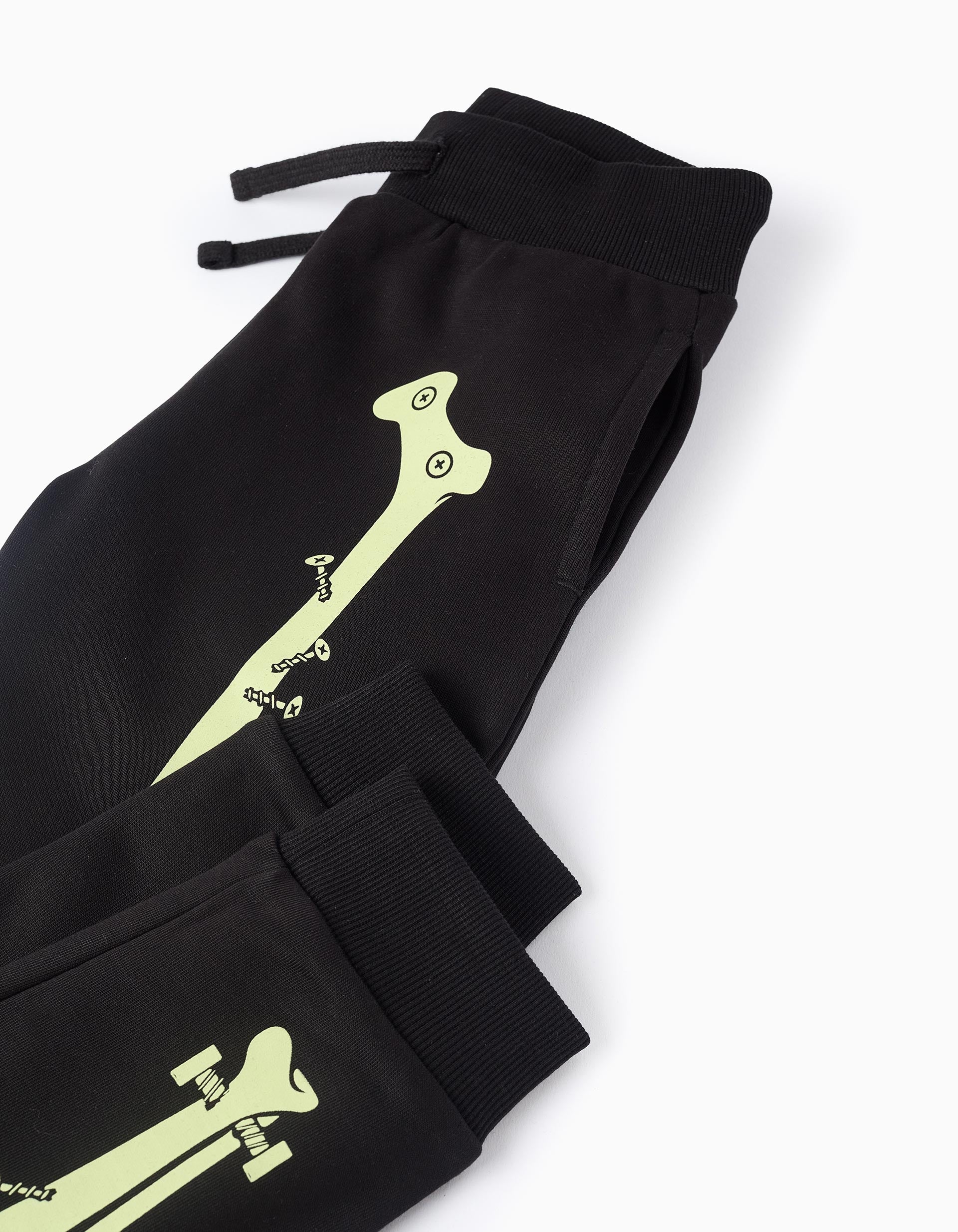 Glow in the Dark Joggers for Boys 'Skeleton', Black