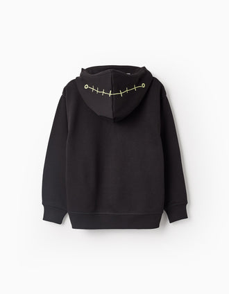 Sweat Brille dans le Noir avec Capuche-masque Garçon 'Squelette', Noir