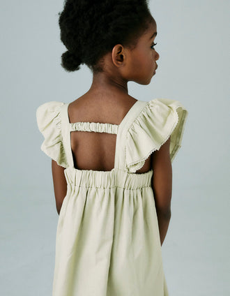 Robe en Coton et Lin pour Fille 'B&S', Vert