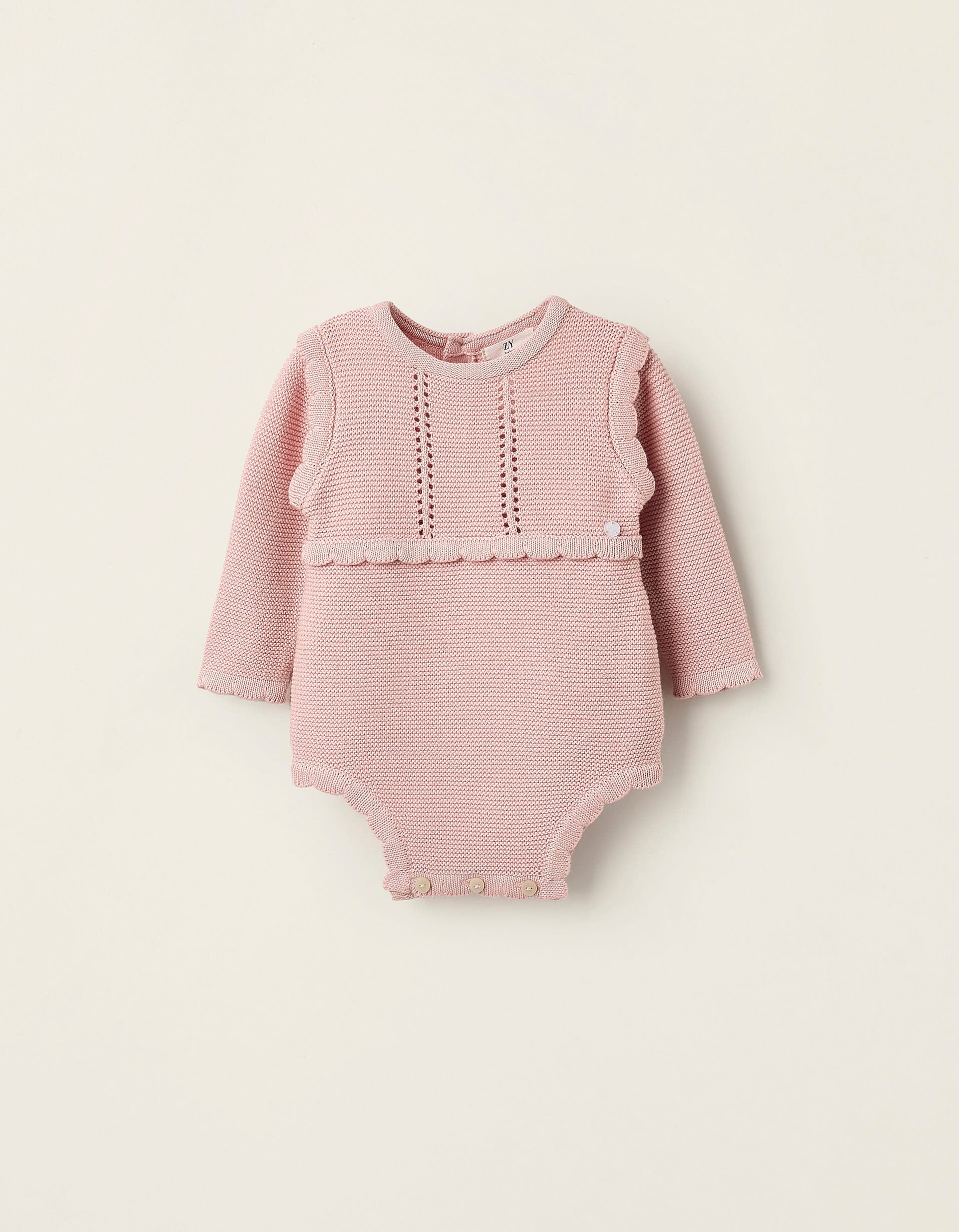 Cotton Knitted Jumpsuit for Newborn Girls, Pink