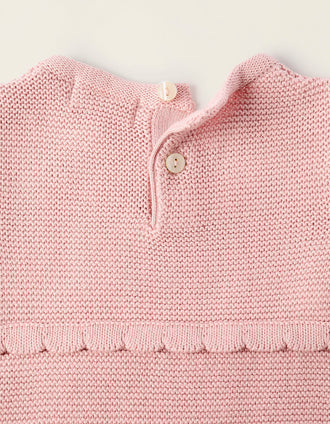 Macacão em Malha de Algodão para Recém-Nascida, Rosa