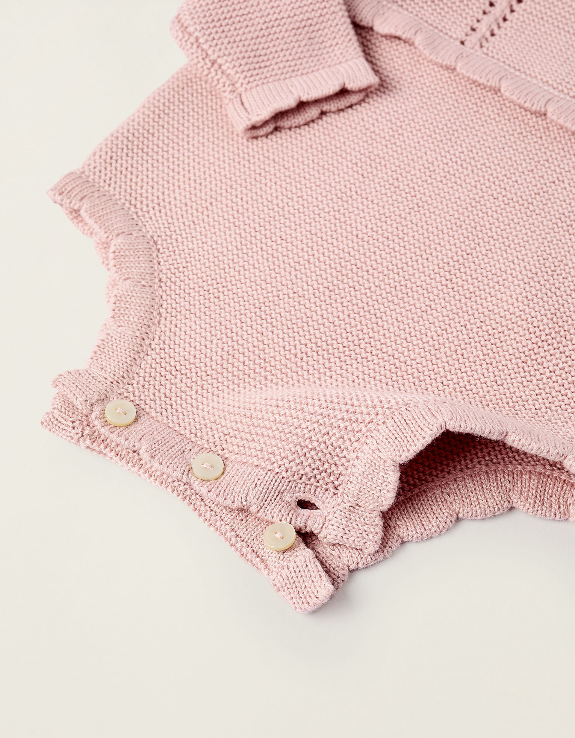 Cotton Knitted Jumpsuit for Newborn Girls, Pink