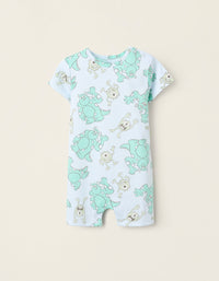 Cotton Romper for Baby Boys 'Monsters', Blue/Green