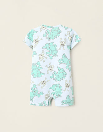Pyjama Court en Coton pour Bébé Garçon 'Monstres', Bleu/Vert