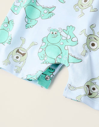 Pyjama Court en Coton pour Bébé Garçon 'Monstres', Bleu/Vert