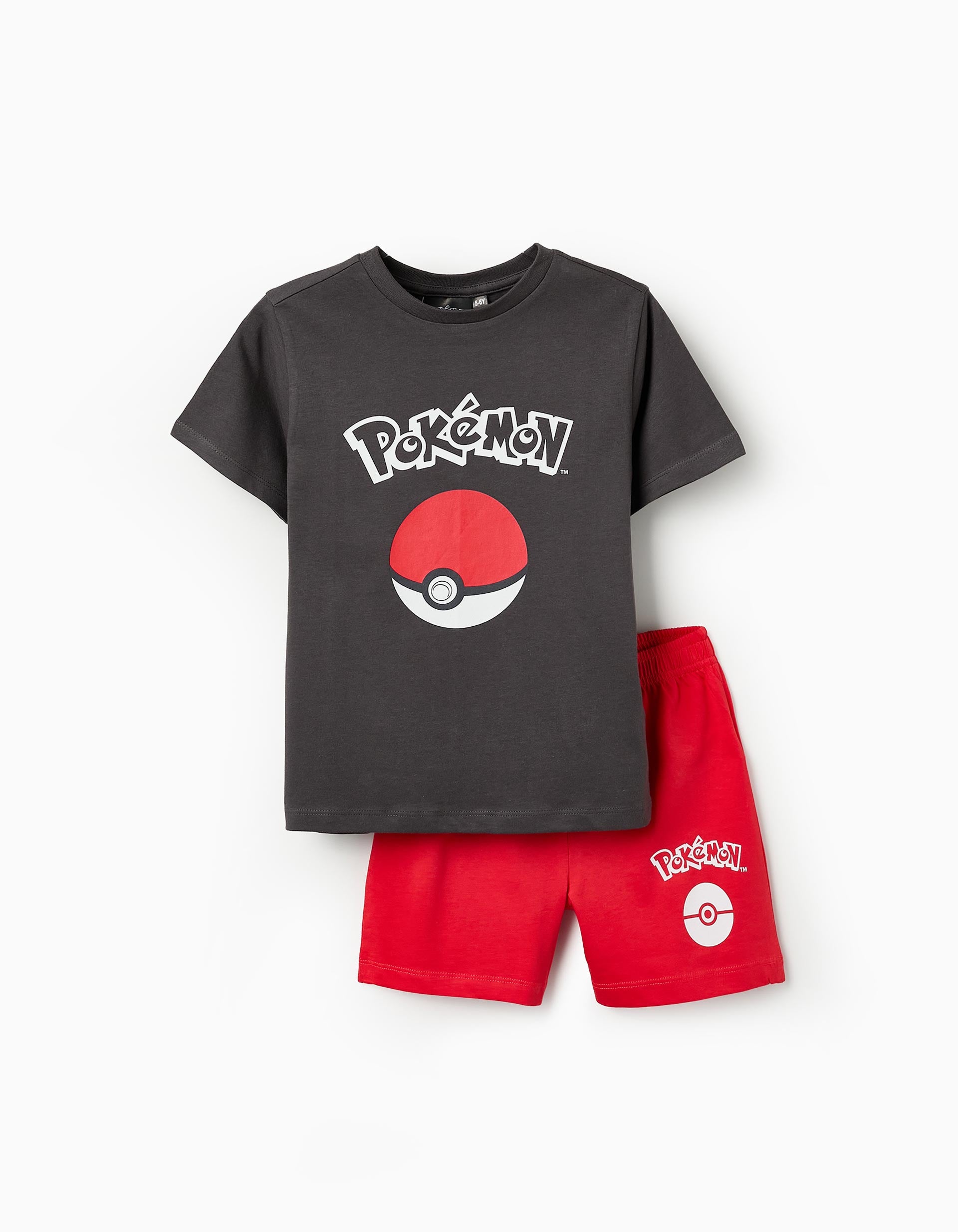 Cotton Pyjamas for Boys 'Pokémon', Red/Grey Dark