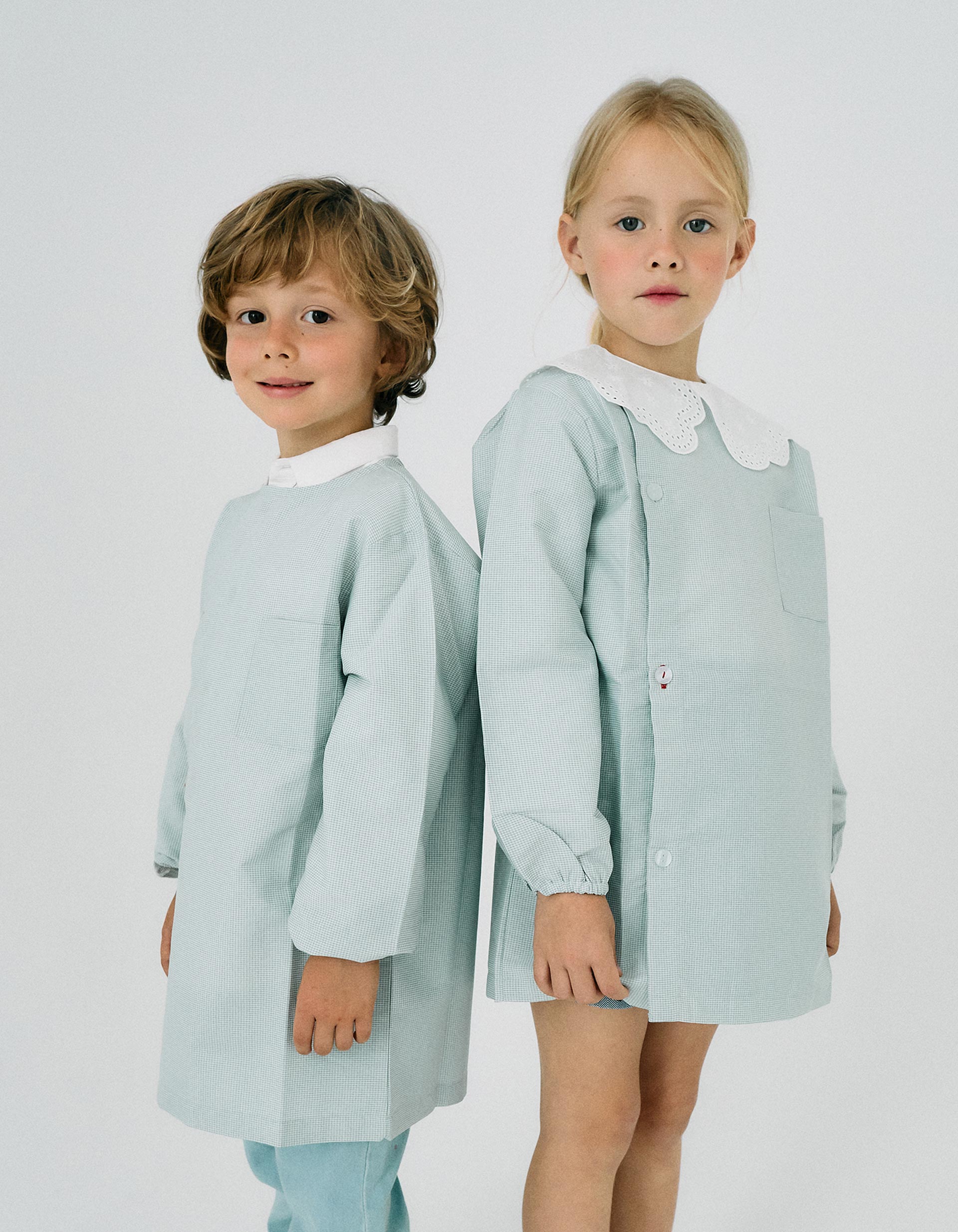 Pack of 2 School Smocks with Vichy Pattern for Boys, Green