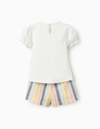 Camiseta + Falda-Pantalón a Rayas para Bebé Niña 'B&S', Multicolor
