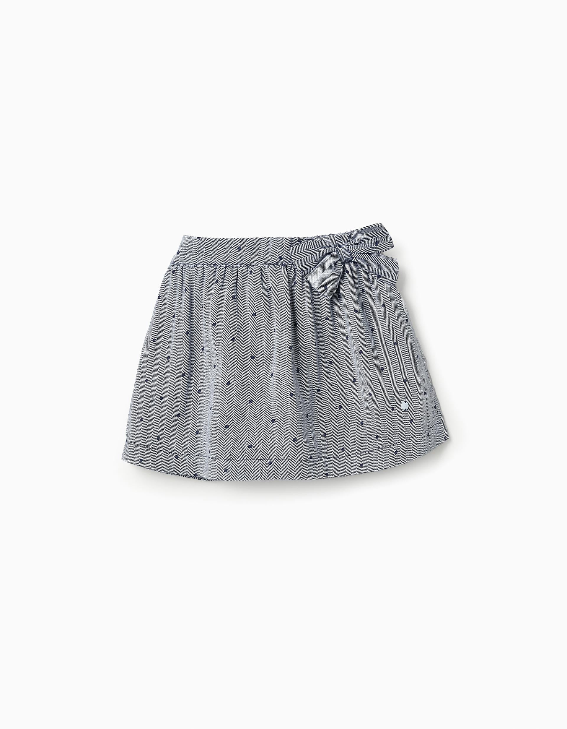 Polka Dot Cotton Skort for Girls, Blue