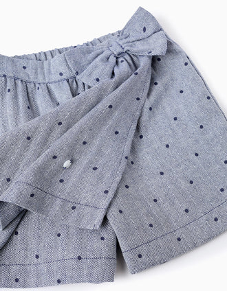 Falda-pantalón de Algodón a Lunares para Niña, Azul