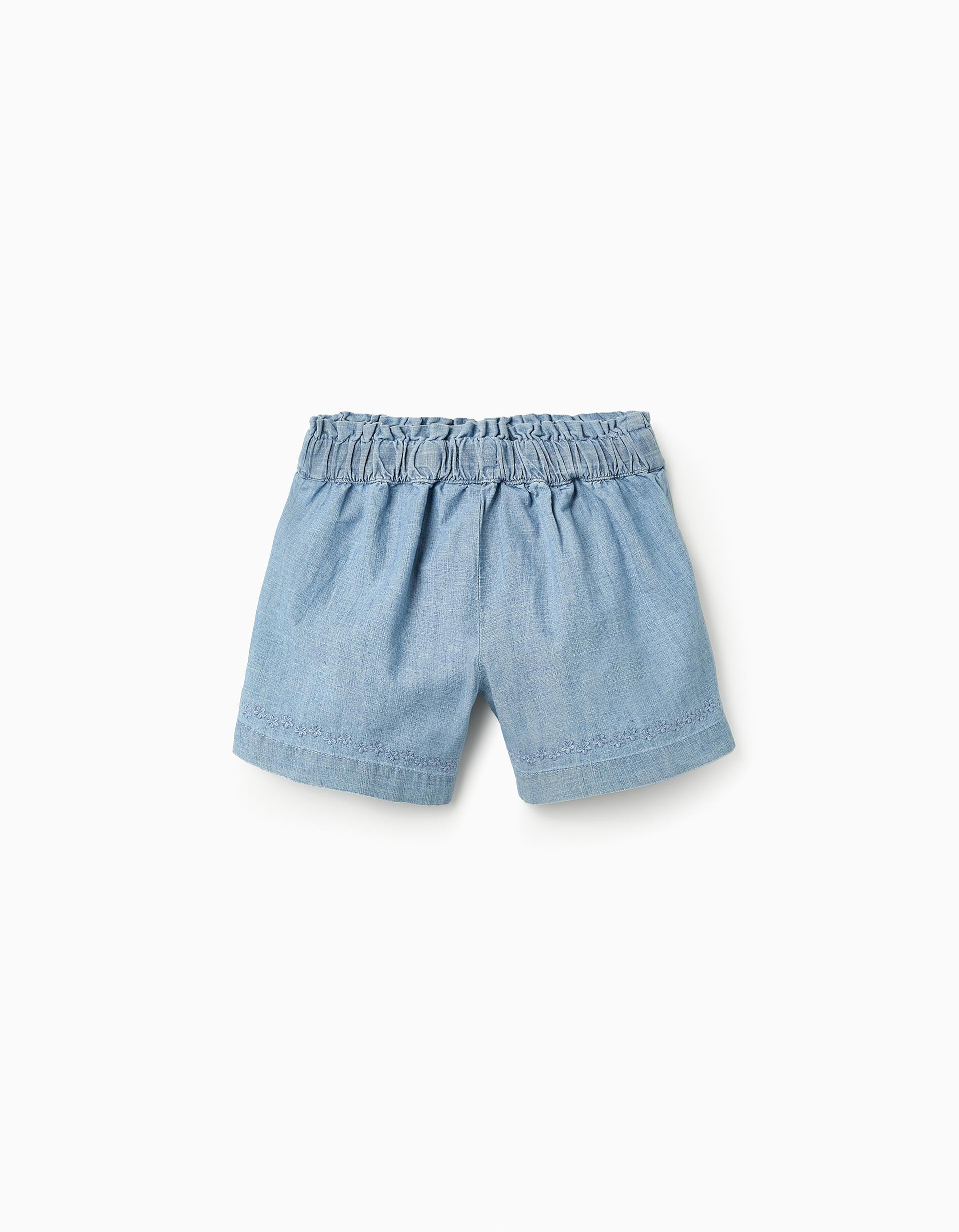 Denim Shorts with Embroidery for Girls, Blue