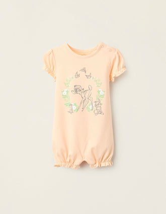 Pijama-Macacão de Algodão para Bebé Menina 'Bambi', Coral