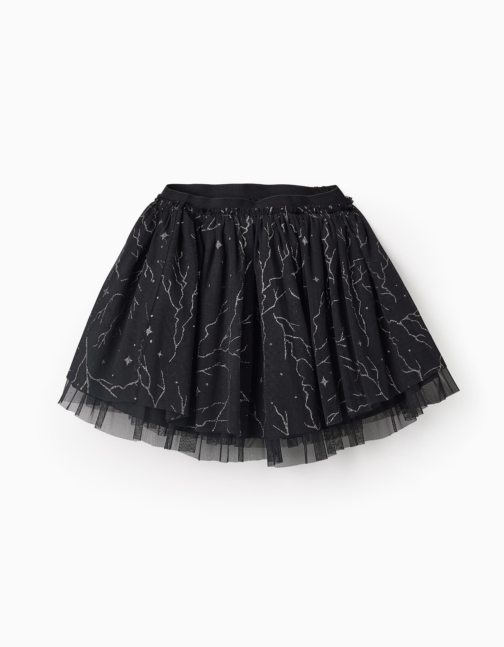 Voluminous Tulle Skirt with Glitter for Girls, Black