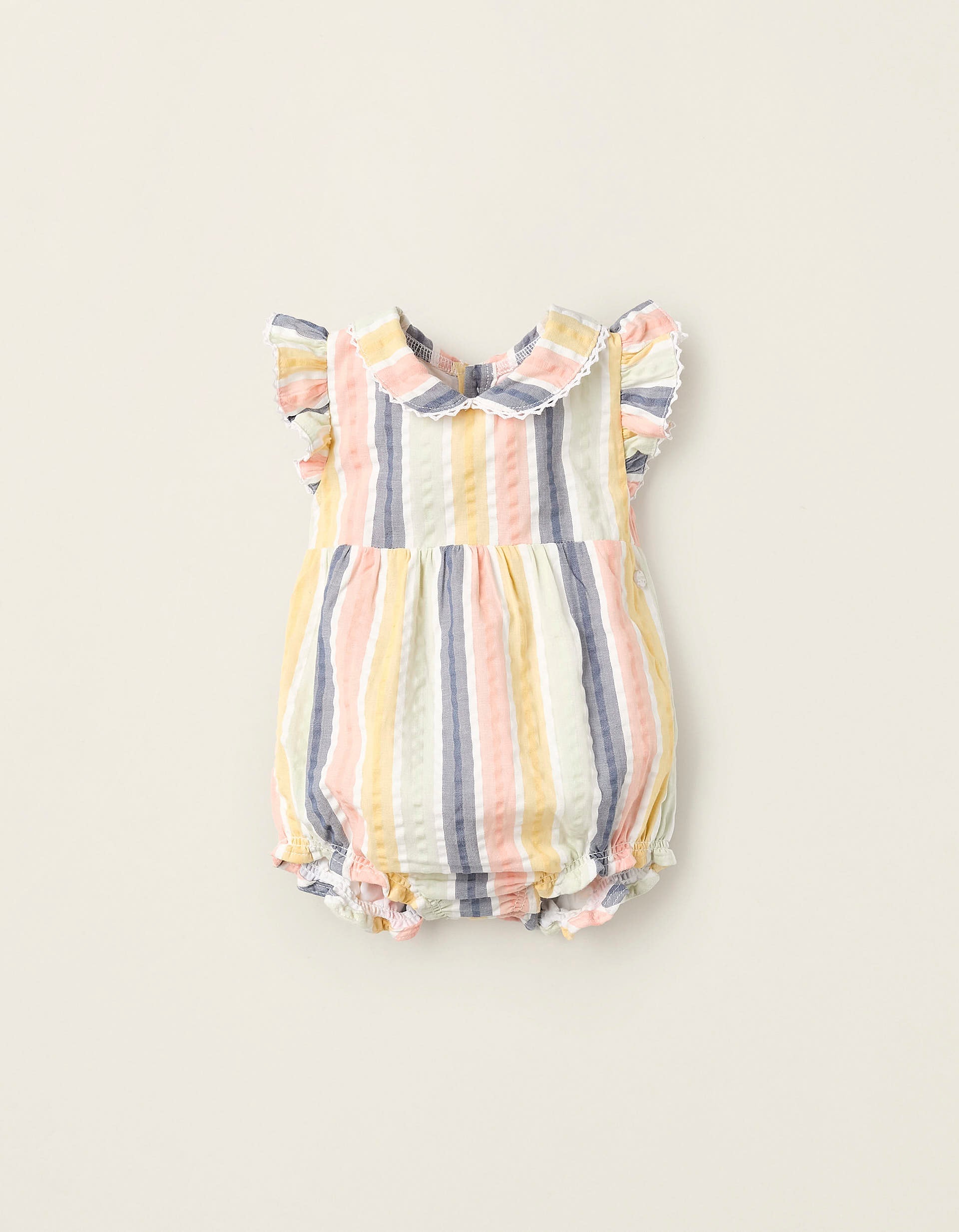 Striped Jumpsuit with Ruffles for Newborn Girls 'B&S', Multicolour