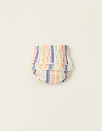 Tapa-fralda às Riscas com Folhos para Recém-Nascida 'B&S', Multicolor