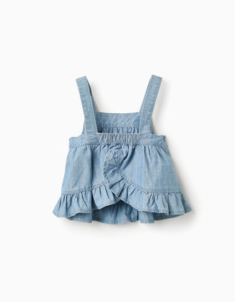 Top de Ganga com Flores para Menina, Azul