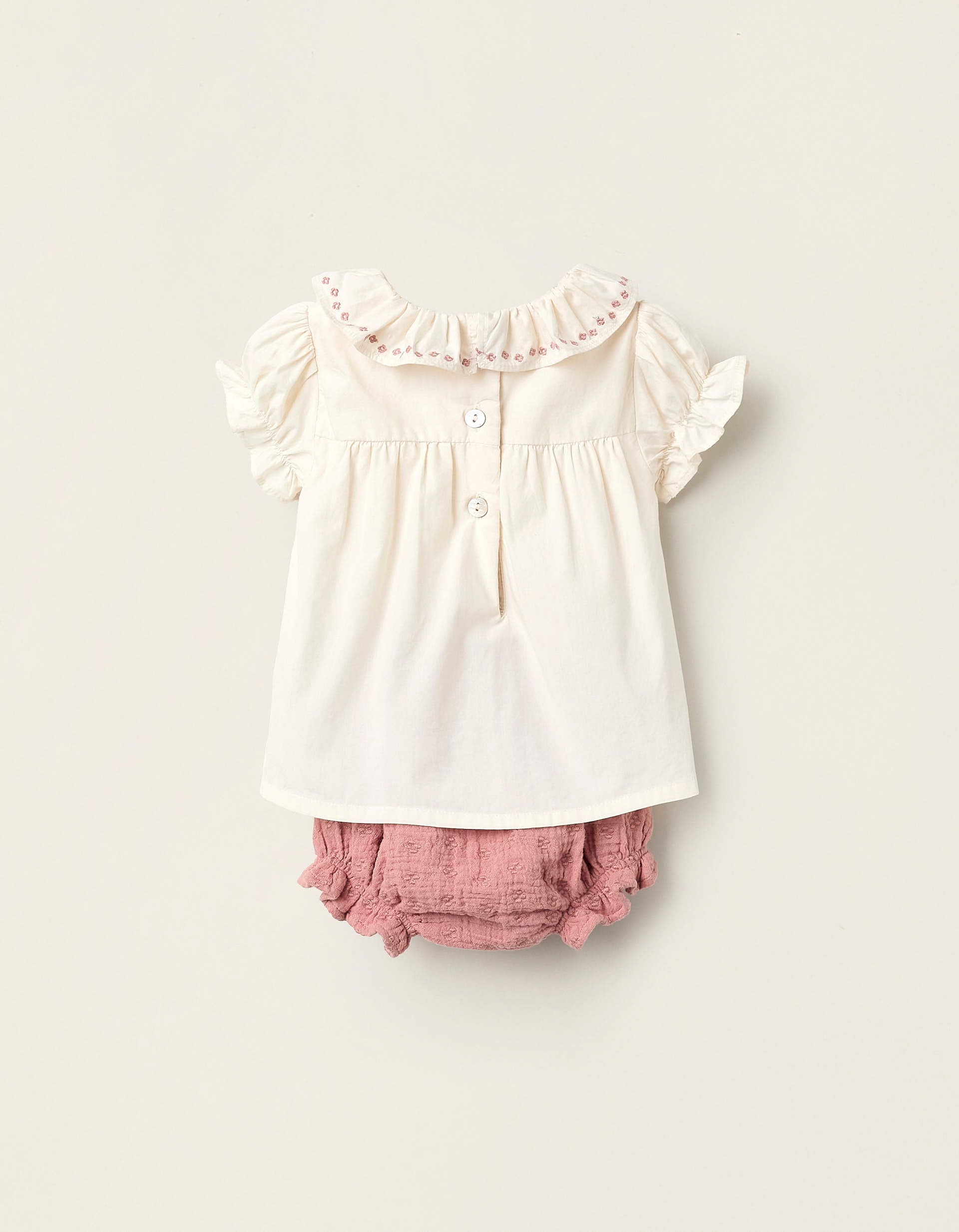 Body-Chemisier + Bloomer pour Nouveau-Né, Beige/Rose