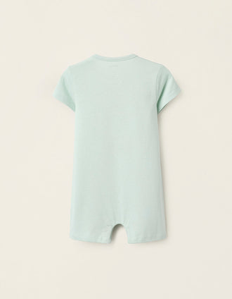 Pyjama Court en Coton pour Bébé Garçon 'Monstres', Vert d'Eau