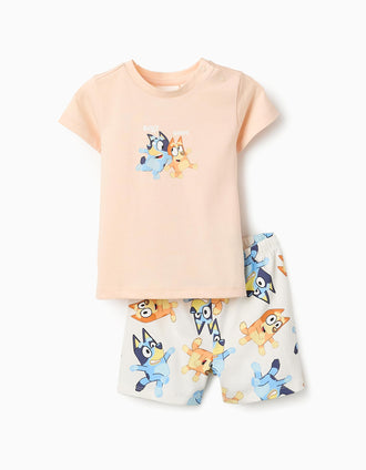 Pyjama en Coton Bébé Garçon 'Bluey & Bingo', Corail/Beige
