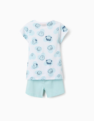 Pijama de Algodón para Niña 'Snoopy', Blanco/Azul