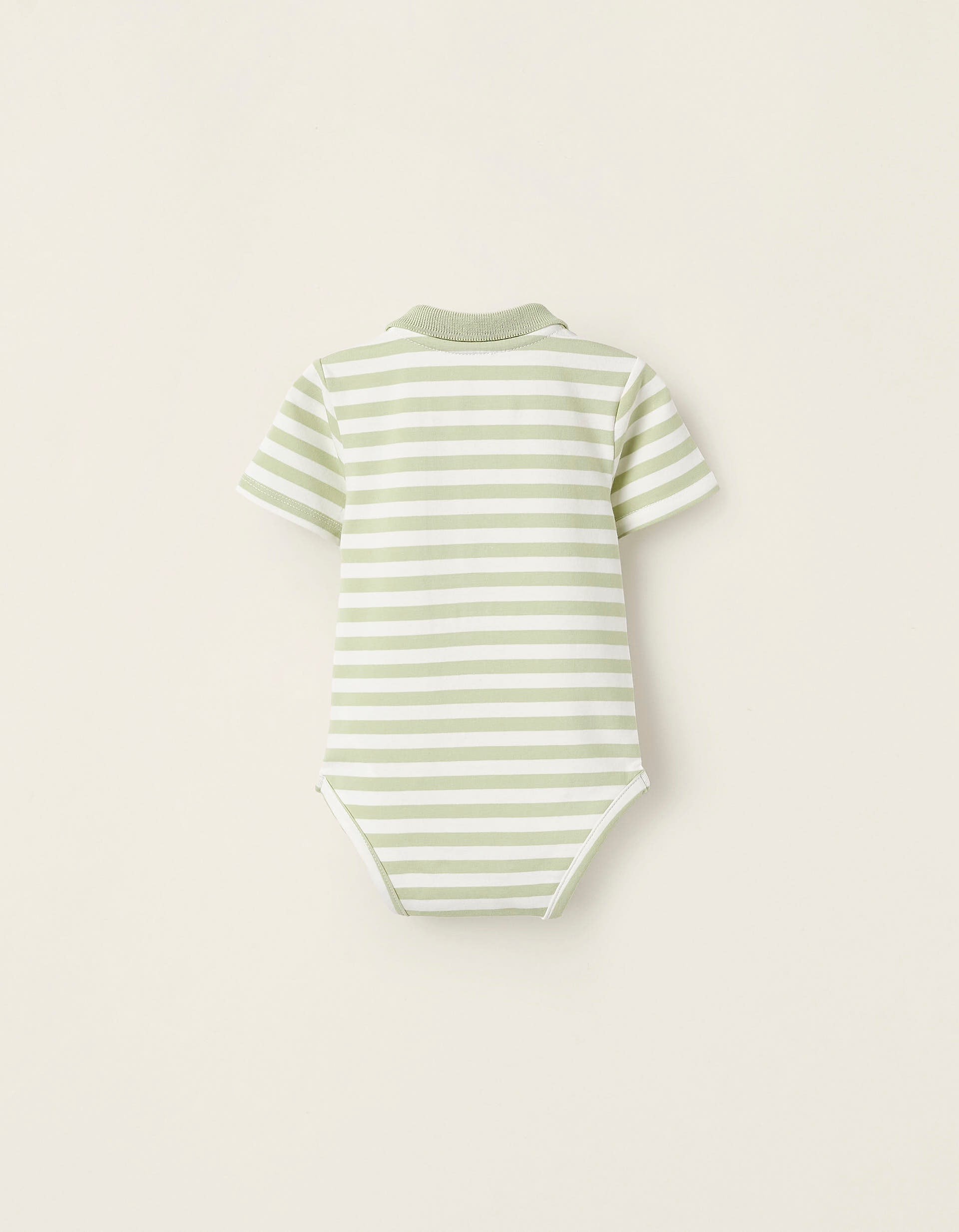 Striped Cotton Bodysuit for Newborns, White/Green