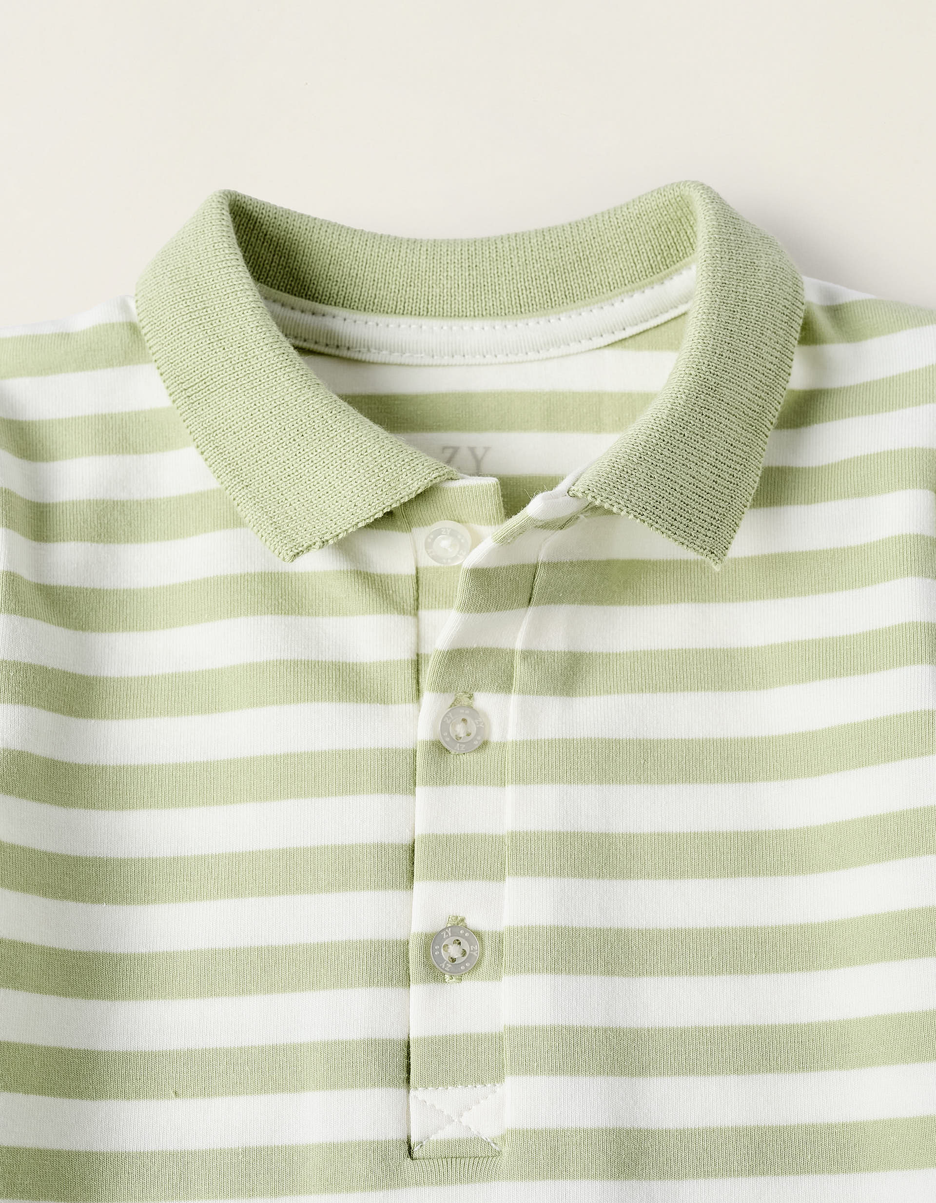 Striped Cotton Bodysuit for Newborns, White/Green