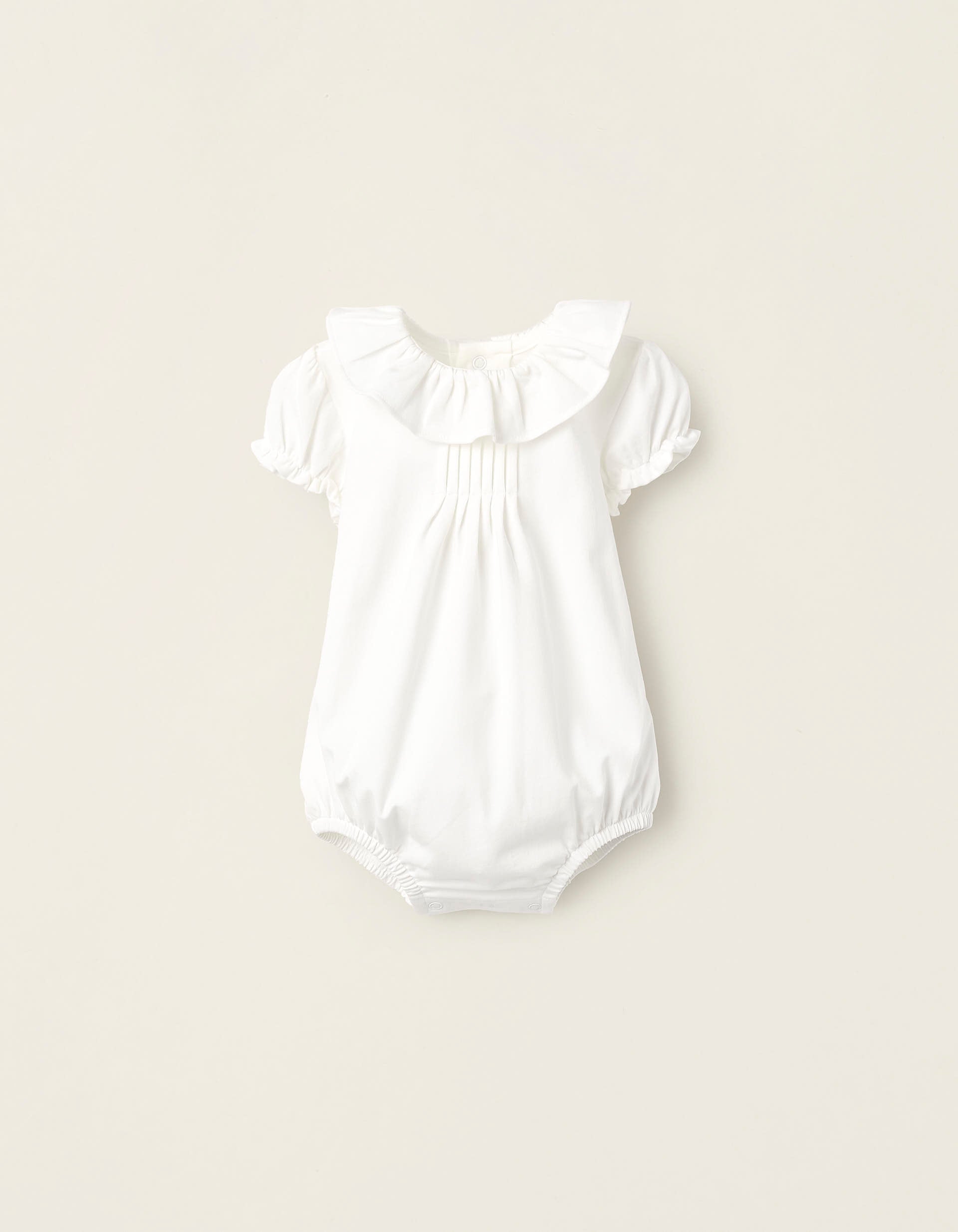 Bodysuit with Ruffles for Newborn Girls, White