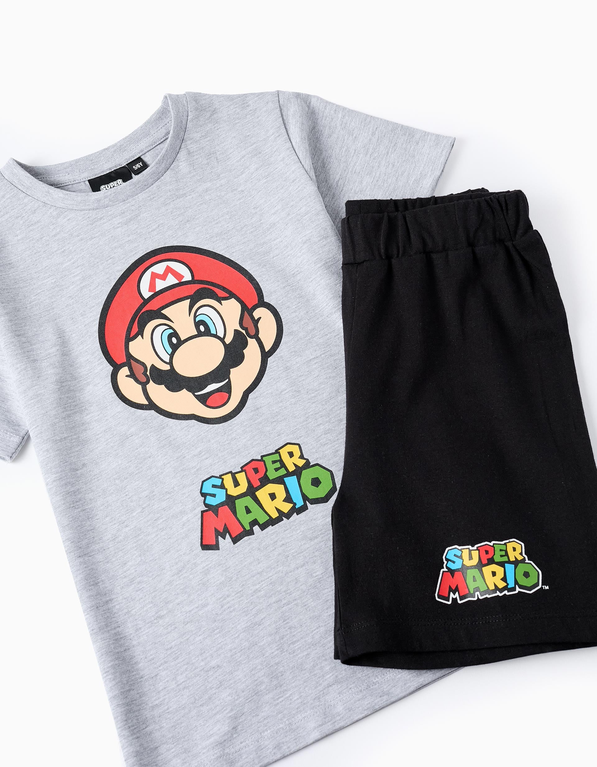 Pijama de Algodão para Menino 'Super Mario', Cinza/Preto