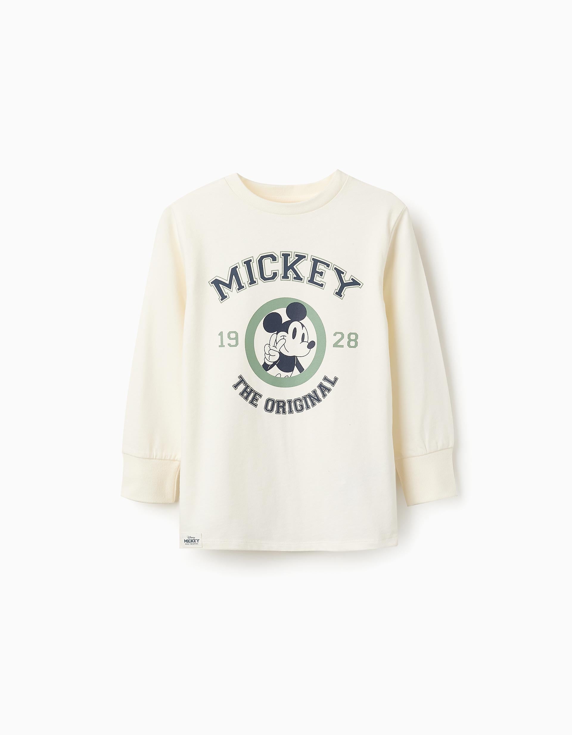 Long-sleeved Cotton T-shirt for Boys 'Mickey', White