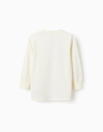 Camiseta de Manga Larga de Algodón para Niño 'Mickey', Blanco