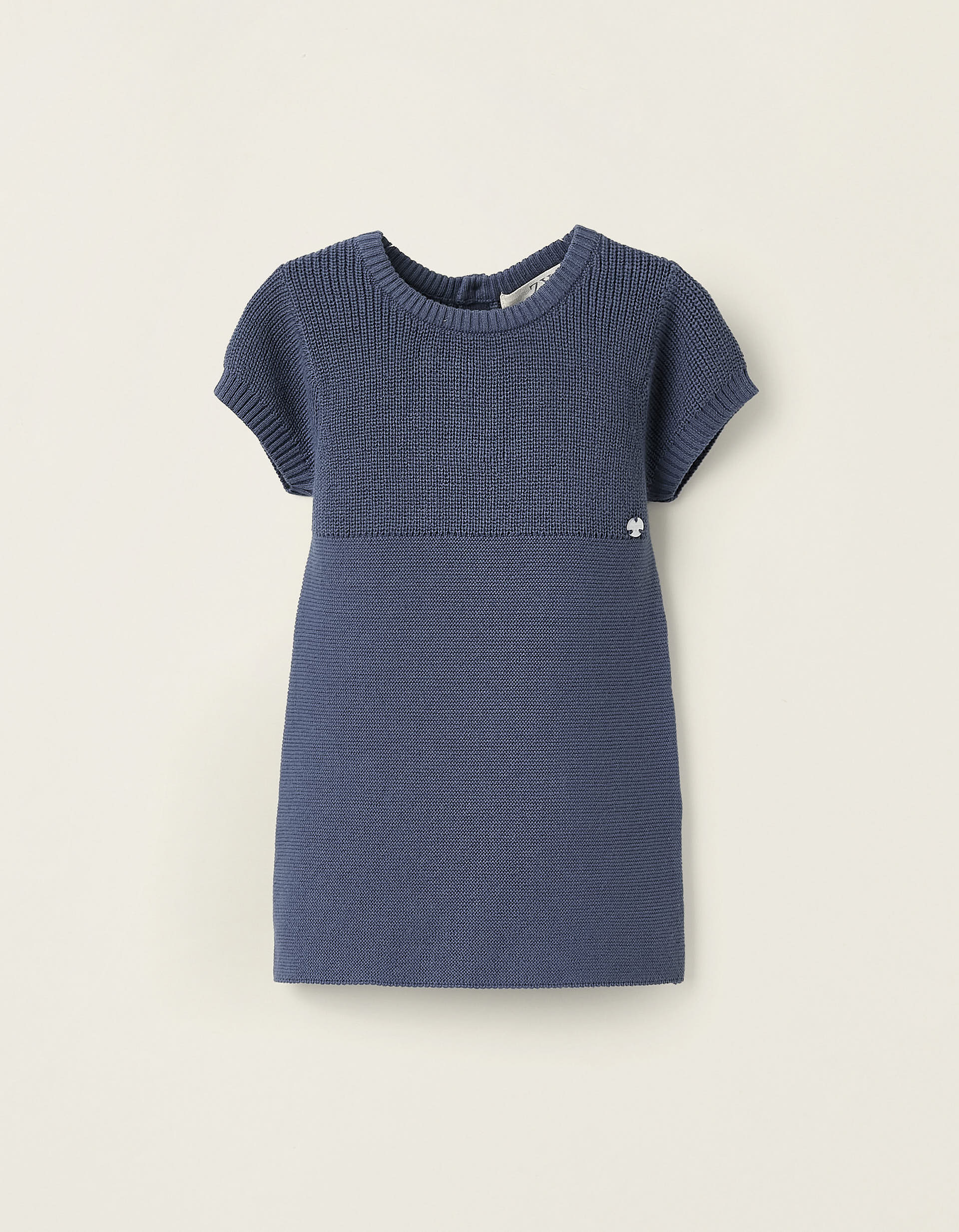 Knitted Cotton Dress for Newborn Girls 'B&S', Blue