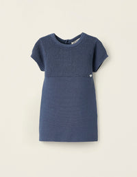Vestido de Punto de Algodón para Recién Nacida 'B&S', Azul