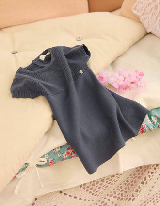 Robe en Maille en Coton pour Nouveau-Née 'B&S', Bleu
