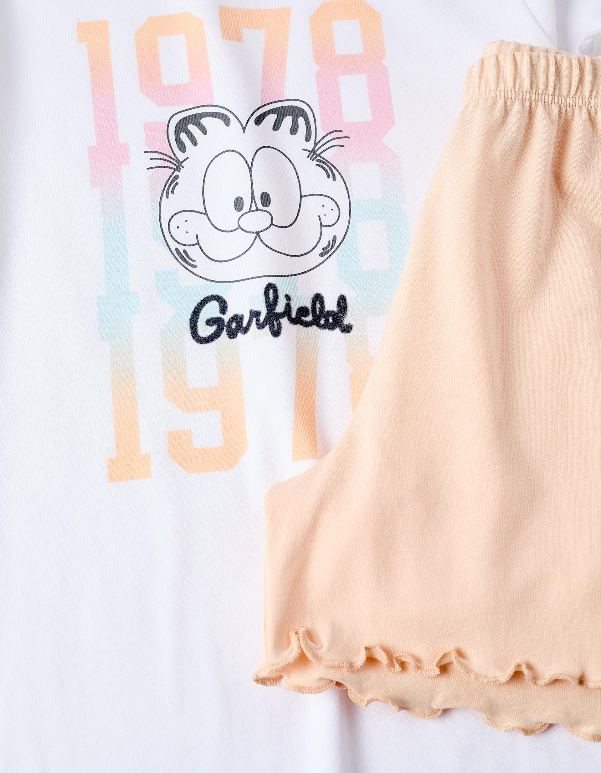 Cotton Pyjama for Girls 'Garfield', White/Coral