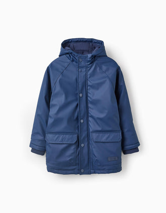 Parka Acolchada de Goma con Capucha para Niño, Azul Oscuro