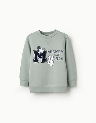 Sweat en Coton pour Garçon 'Mickey', Vert d'eau