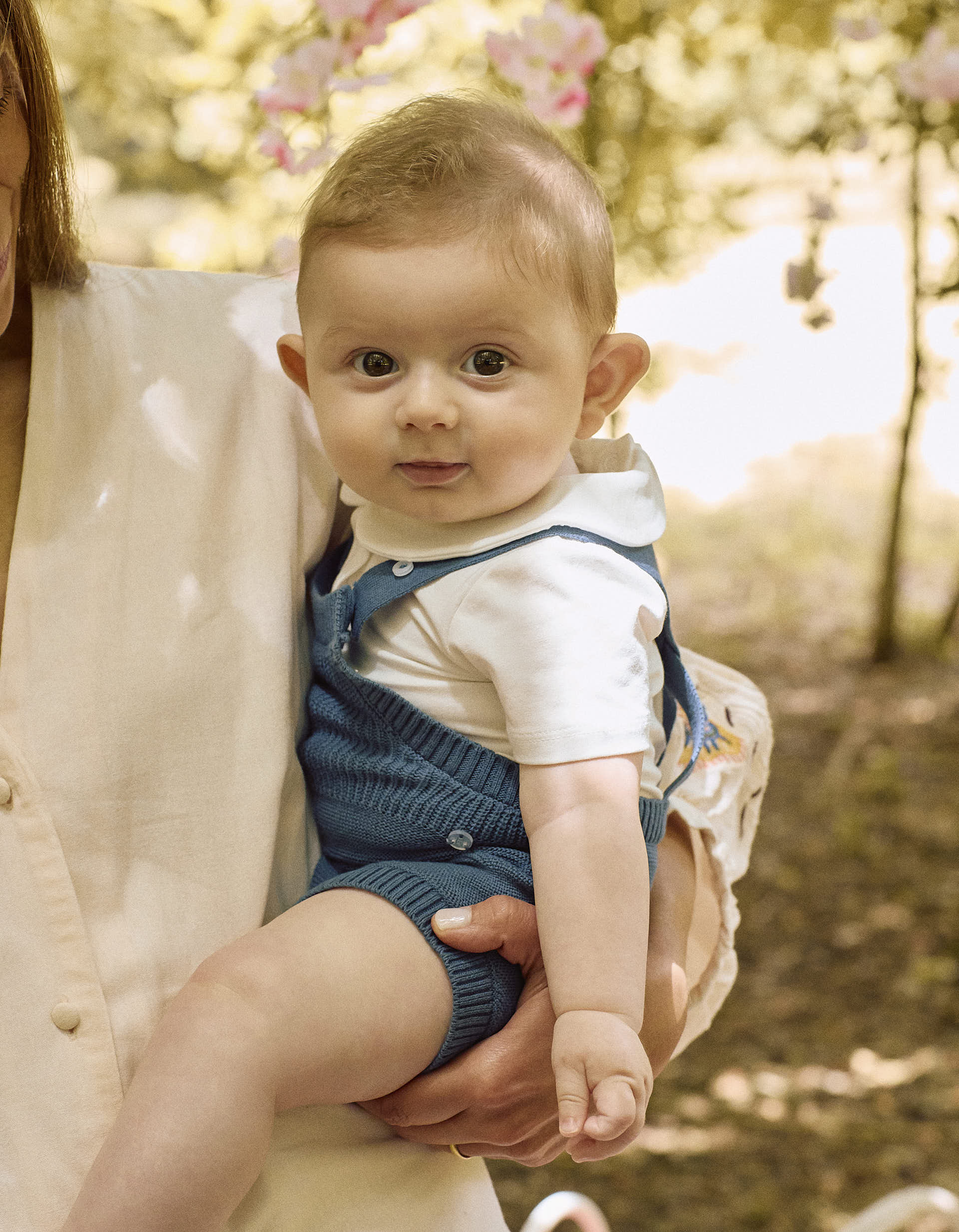 Knitted Cotton Jumpsuit for Newborns 'B&S', Blue