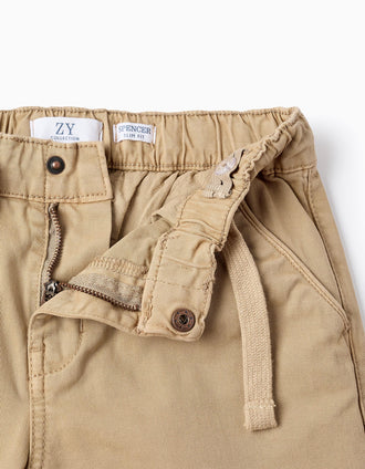 Pantalon en Sergé avec cordon pour Garçon, Beige