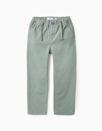 Calças de Sarja com Cordão para Menino, Verde