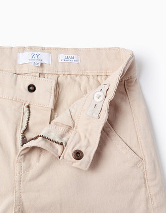 Pantalón de Sarga con Bolsillos Cargo para Niño 'Straight', Beige