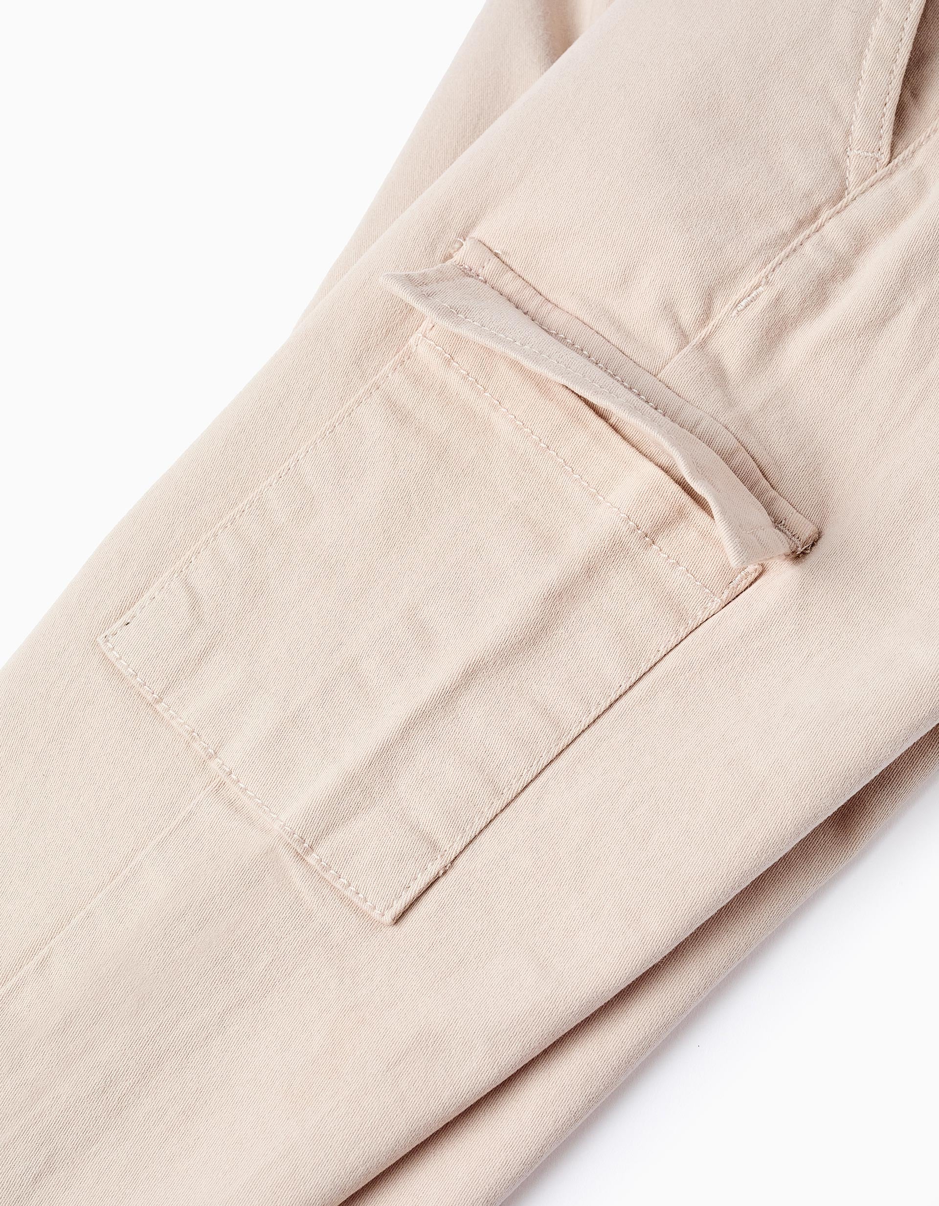 Twill Cargo Trousers for Boys 'Straight', Beige