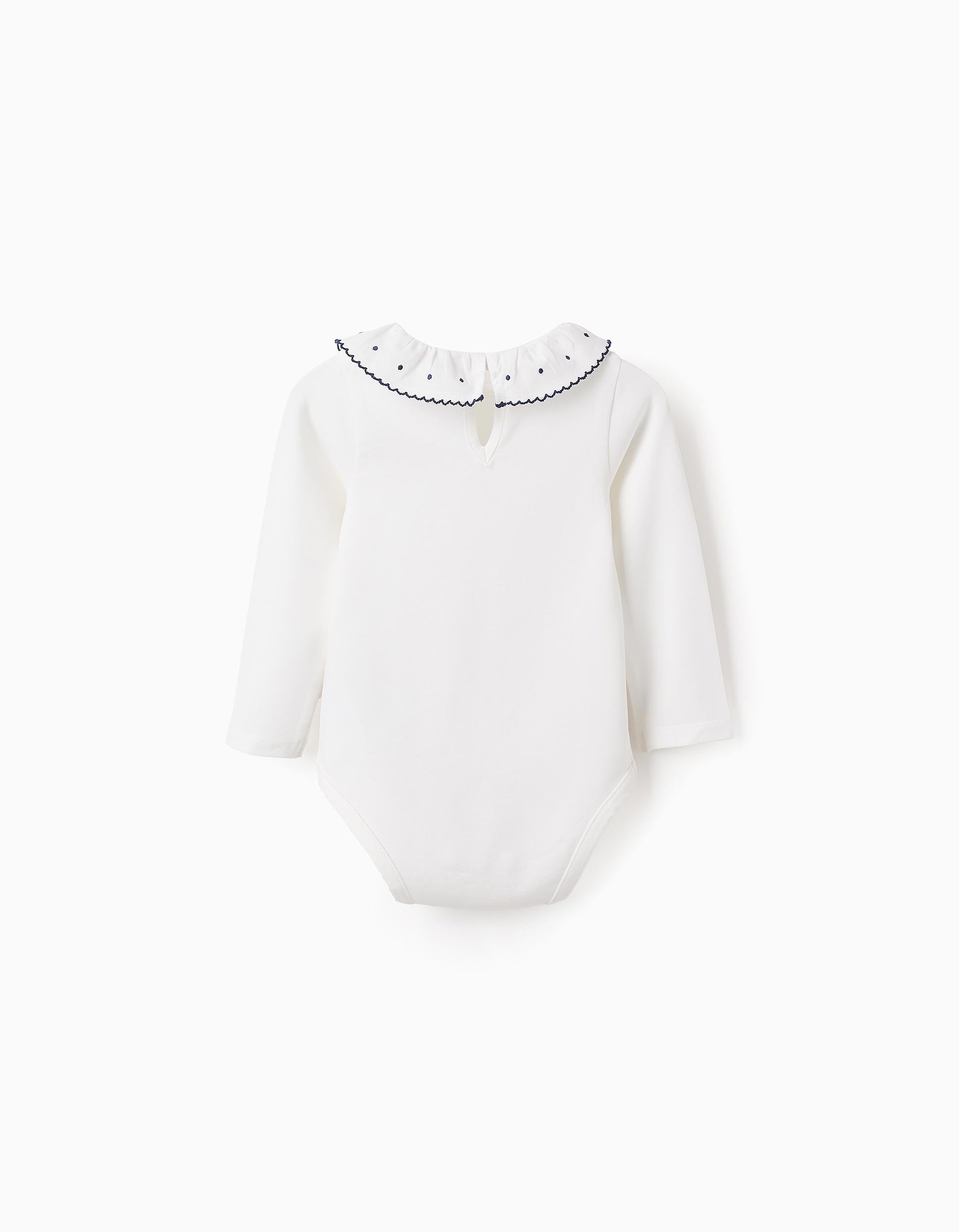 Bodysuit with Ruffles and Embroidery for Baby Girls, White