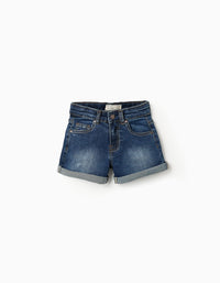 Short Vaquero para Niña, Azul Oscuro