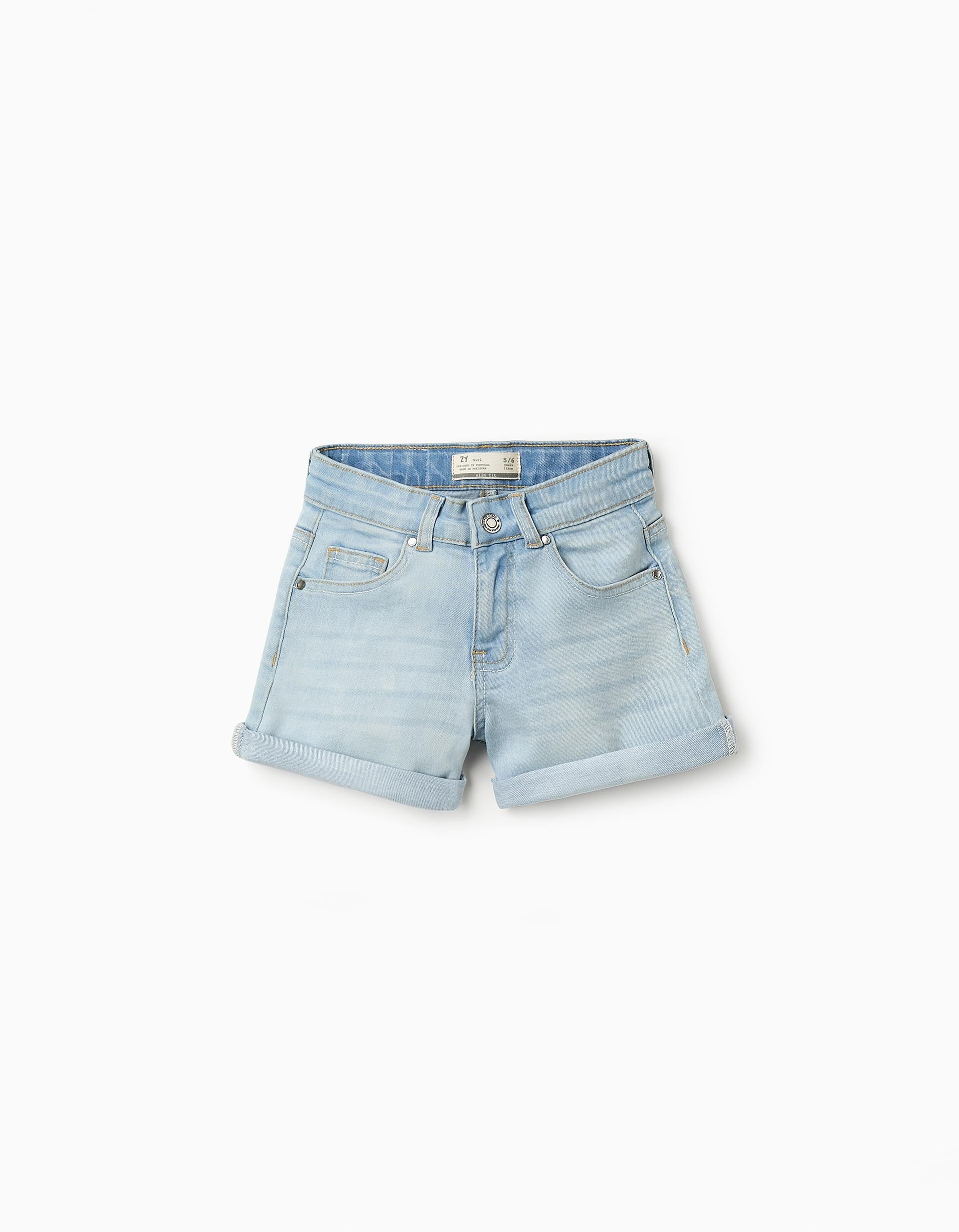 Denim Shorts for Girls, Light Blue