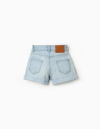Calções de Ganga para Menina, Azul Claro