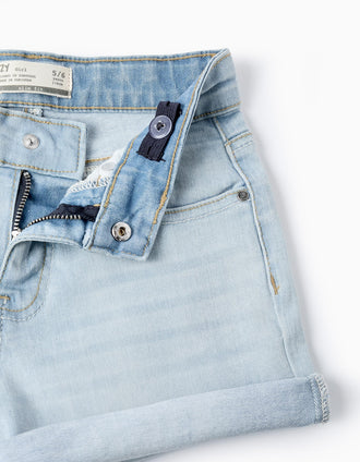 Short Vaquero para Niña, Azul Claro