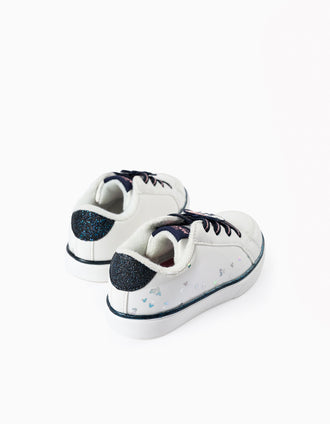 Baskets Brillantes pour Bébé Fille 'Minnie', Blanc/Bleu/Rose