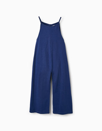 Mono de Algodón Wide Leg para Niña, Azul